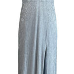 AQUA Metallic Chiffon Long A-Line Evening Gown Silver Size 14 Formal Dress Photo 0