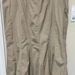 Utility Beige Denim Skirt Midi Vintage Y2K sz 18 fringe hem flare long Western Tan Photo 0