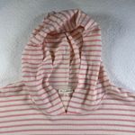 Jane & Delancey Women's Small Pink/Cream Striped Short Sleeve Hooded Terry Shirt Pink Photo 2