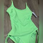 Hurley New  Ribbed Neon Green One-Piece Cheeky Swimsuit Photo 1