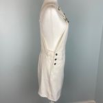 Sadie & Sage White Denim Overalls Skirt Mini Pockets Button Sides Cotton Sz Med Photo 5