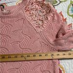 Andree by Unit  women's size small pullover pink knit sweater with lace detailing Photo 3