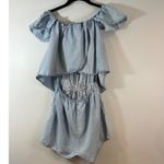 Romeo + Juliet Couture Romeo + Juliet Chambray Off‎ Shoulder Open Back Romper- Blue - S Photo 1