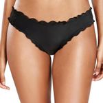 Tempt Me Black Scalloped Bikini Bottom, Ruffled, New, Hygienic Liner, Tags, Size L Photo 0
