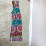 Pleated Blue and Pink Medallion Print Maxi Wide Leg Pants for Resort Wear Size L Photo 5