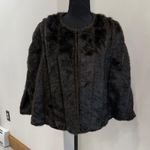 Brandon Thomas Faux Fur Shawl Cape with pockets size Medium. Black Photo 0