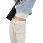 Mango Bow Straight Leg Ankle Jeans Ecru Off White NWT Size 8 Photo 4