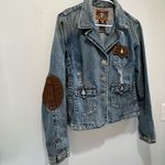 True Religion Y2K  Denim Jacket corduroy elbow patch women’s SZ L Retro Vintage Photo 1