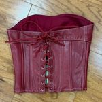 Edikted  Red Leather Corset Top Photo 2