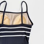 Adrienne Vittadini [] Navy Charcoal Striped Vintage Y2K Belted Swimsuit NWT Sz 6 Photo 7