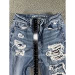 American Eagle  Jeans Women 0 Distressed Plaid‎ Patch Frayed Denim Pants Photo 3