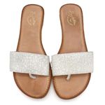 Seychelles  Smooth Operator Dress Flat Sandal in White Crackle Leather Size 7.5 Photo 3