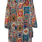 Tolani  Silk Tunic Dress Women Sz L Floral Multicolor Boho Artsy Tassel Peasant Photo 0