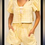 Mable the label plaid gingham bow top & short set nwot S spring classic Yellow Photo 0