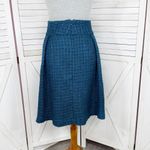 Coldwater Creek Shimmer Tweed Pleated A Line Skirt Teal Blue 6 Photo 3