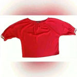 Badgley Mischka Studio Red Embellished Cuffs Blouse (Z15) Photo 2