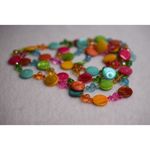 Bright Neon Disc/Beaded Single Strand Handmade Necklace Green Photo 2