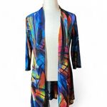 Creation Abstract Print Open Front 3/4 Sleeve Kimono Cardigan Women L Size L Photo 0