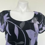 TESSUTO Floral Dress SMALL black PURPLE short sleeves Photo 3