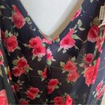 Karin Stevens Vintage 90s Black Rose Print Semi Sheer Midi Dress Size 6 Photo 8