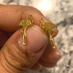 Flamingo Stud Earrings Dipped In Gold!! So Pretty!!! Brand New!! Gold Photo 3