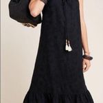 Anthropologie  black linen maxi dress size XS ruffle oversize vacation minimalist Photo 0