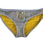 prAna  Makani Swimsuit Bikini Bottom Reversible Low Rise Grey Jiggy Large NWT Photo 2