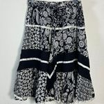 Vintage 90s Bohemian Floral Patchwork Full Circle Skirt One Size Indian Cotton Black Photo 3