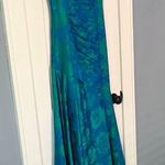 Theia evening event gown size 2 mermaid floral ruched designer formal wedding Blue Photo 1