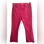 Loft Kick Crop Fuchsia Pink Raw Hem Stretch Denim Jeans Size 28/6 Photo 1
