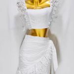 Selfie Leslie Sonnet White Lace Trim Crop Top + Skirt Set Photo 4