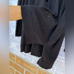 PLANET BY LAUREN One Size Sweater Holey Distressed Lightweight Pullover XL Black Photo 3