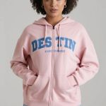 NWT Pacific & Co. Women’s full zip hoodie Destin Florida Heather soft pink XXL Photo 0