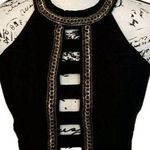 WILDCAT Black Cage Front High Neck Backless Crop Top w/ Gold Chain Detailing Sm Photo 0