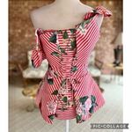 NWT Keepsake the Label Top Corset Striped Off Shoulder Peplum Red XS Cocktail Photo 1