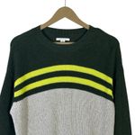 American Eagle  Colorblock Striped Sweater Womens S Green Gray Neon Crewneck Knit Photo 1