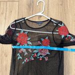 American Eagle AEO Womens Dark Romance Sheer Floral Appliqué Top Size Small Whimsigoth Fairy Photo 4