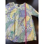 Talbots  Shirt‎ Women Small Paisley Smocking Yellow Peasant Button Crochet Boho Photo 8