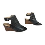 Johnston & Murphy Braley Perf Wedge Black Peep Toe Cage Sandals 7M Preppy Photo 2