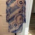 a.n.a  Sheer Blue White Semi Sheer Tie Dye Tie Front Top Coverup EUC Photo 3