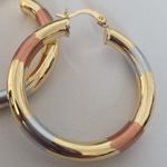 Gold Filled Tricolor Accent Hoop Earrings Photo 1
