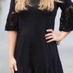 LuLaRoe Black Maurine Dress Lace Bell Sleeves Size Medium Ruffle Hem Witch Goth Photo 13