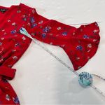 Lulus Bronwen Red Floral Tie Waist Flounce Sleeve Romper SMALL Photo 8