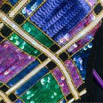 Vintage sequin / silk color block shiney blazer jacket unique era style shirt Blue Photo 9