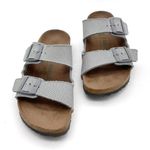 Birkenstock Arizona Vegan Sandals Size 41 Light Gray Textile Cork Footbed Photo 3