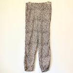 Aerie AMERICAN EAGLE Satin Jogger Lounge Pant Cream Brown Cheetah Leopard Pajama Photo 1
