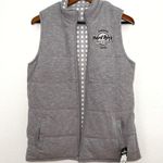 Hard Rock Cafe Hard Rock Hide n Chic reversible quilted women gray vest sweater size L NWT Photo 2