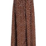 Exlura Brown Polka Dot Pleated Midi Skirt with Smocked Waist Size XL Photo 3