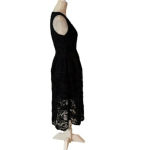 Nicholas Deep V Neck Floral Lace Midi Dress Black Size 2 Photo 8