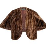 Vintage Fur Capelet Stole Cape Wrap Shawl with POCKETS Brown Size M Photo 0